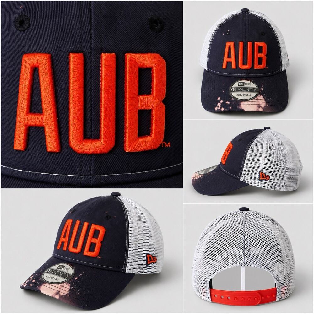 New Era 9TWENTY Auburn Tigers AUB Trucker Hat Snapback Bleach Dye Navy White OS